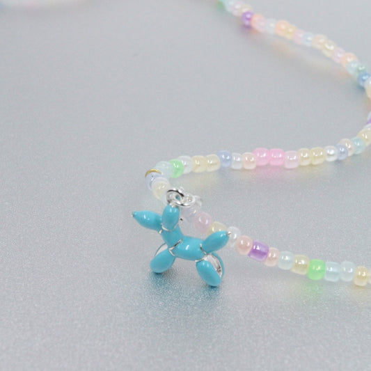 Artisan Silver Balloon Dog Rainbow Necklace