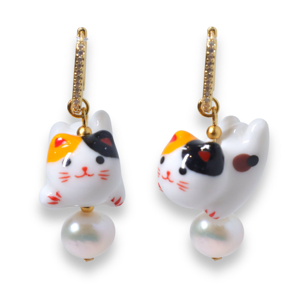 Ceramics Happy Cat Earrings by NINEMOO – product image
