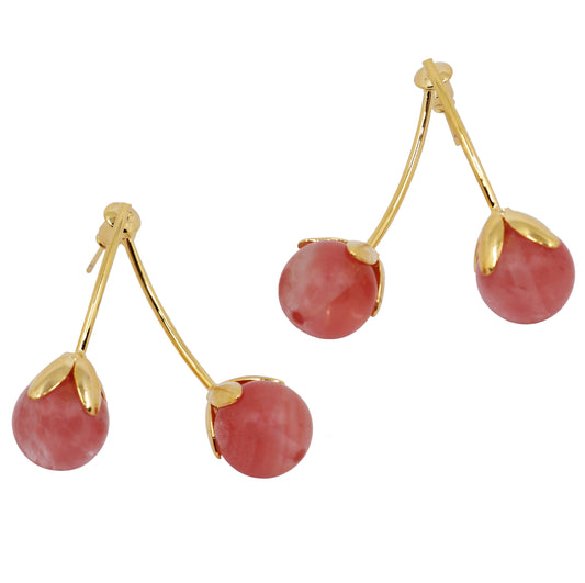 Pink Crystal Cherry Earrings