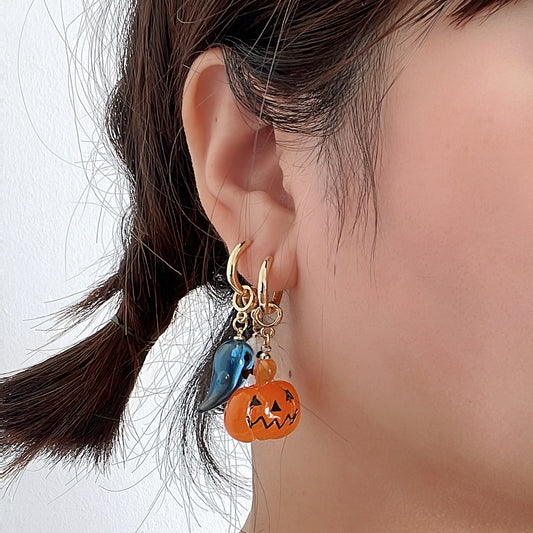 Multipurpose Halloween Spooky Pumpkin Hoops Earrings