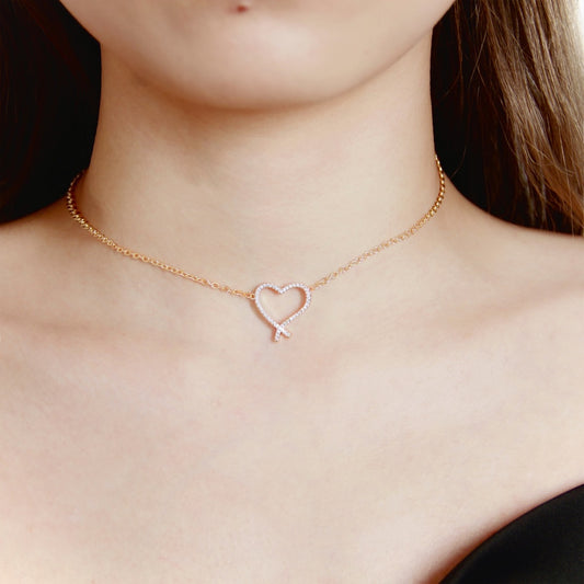 Zircon Heart Choker Necklace