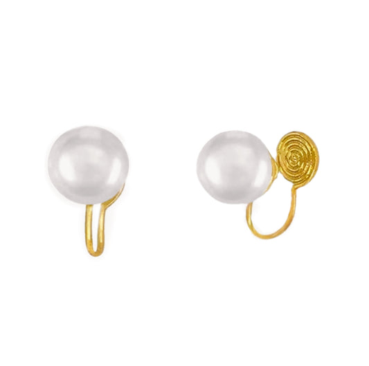 Lunar Pearl Clips Earrings