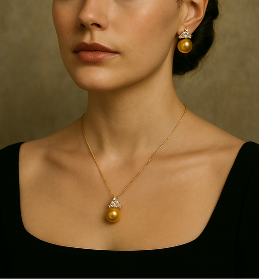 Solara Golden Pearl Necklace