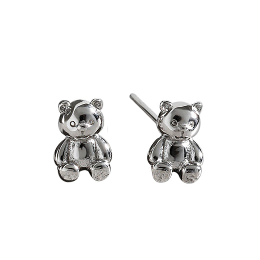 Honey Bear Silver Earrings