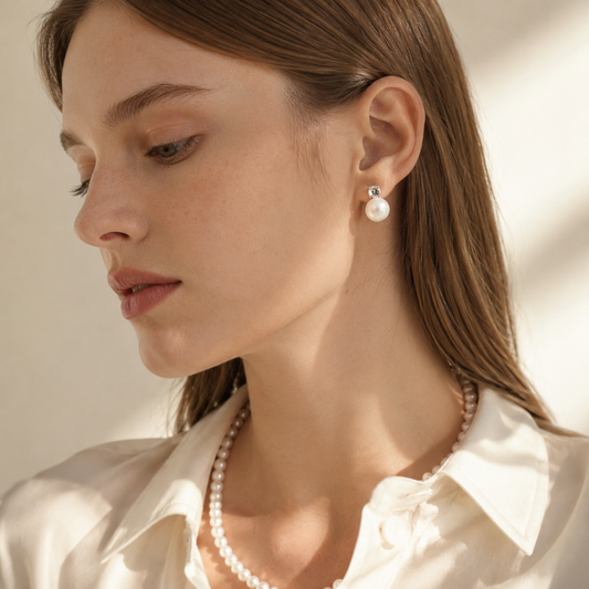 Lumière Perle Silver Ear Clips