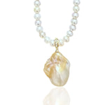 Gold Flecked Baroque Pearl Pendant Necklace