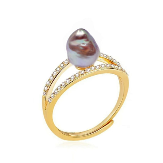 Zircon Purple Baroque Pearl Ring