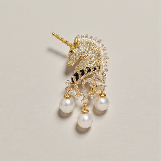Imperial Unicorn Pearl Brooch