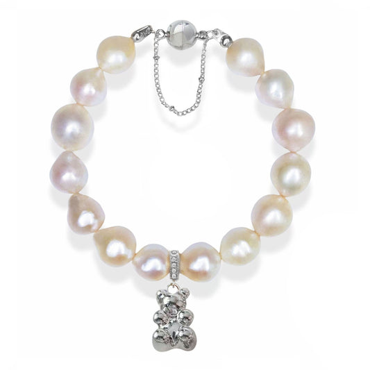 Pearl Bear Charm Bracelet