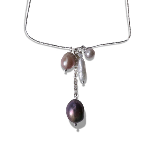 Unique Pearl Pendant Silver Necklace