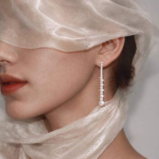 Celeste Pearl Tennis Earrings