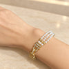 Golden Interlace Triple Pearl Bracelet