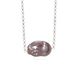 Silver Pink Baroque Pearl Necklace