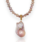 Large Pink Baroque Pearl Pendant Necklace