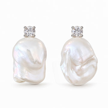 Gleaming Baroque Pearl Silver Earrings