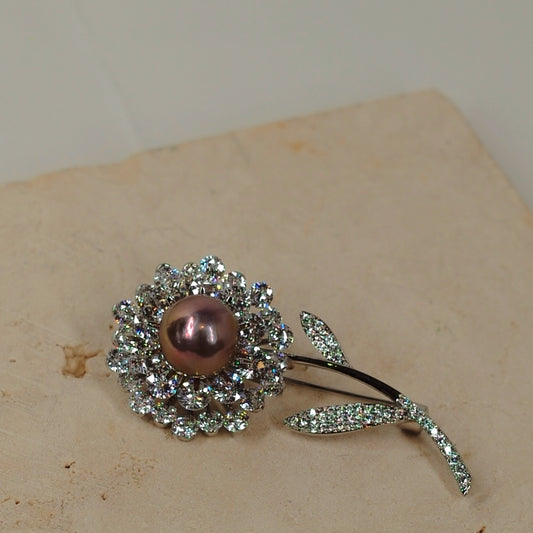 Sunlit Bloom Rotating Purple Pearl Brooch Pendant