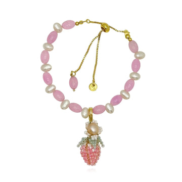 Pink Strawberry Pearl Dangle Bracelet