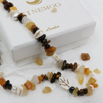 Autumn Elegance Gemstone And Pearl Necklace/ Earrings/Bracelet
