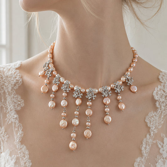 Camellia Cascade Freshwater Pearl Necklace