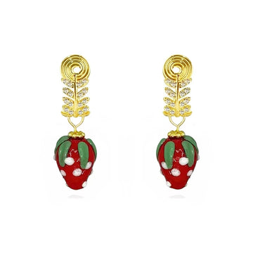 Strawberry Hoops Clip on Earring