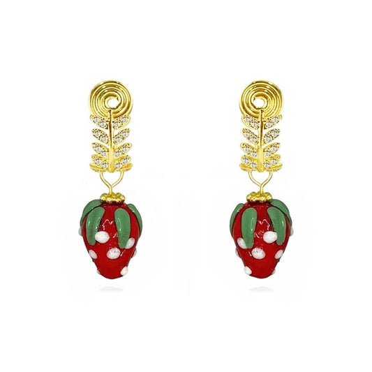 Strawberry Hoops Clip on Earring