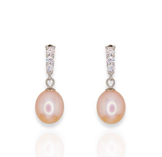 Pink Pearl Elegance Sterling Silver Earrings