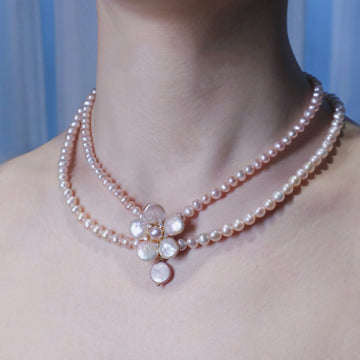 Sakura Bloom Pearl Double Necklace