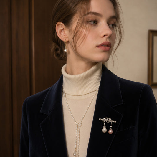 Chatsworth Pearl Brooch- Silver
