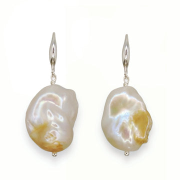 Gold Flecked Baroque Pearl Earrings