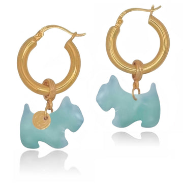 Welsh Corgi Hoop Earrings -  Blue