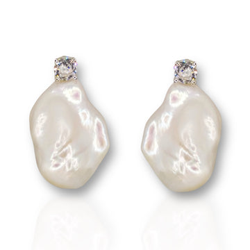 Gleaming Baroque Pearl Silver Earrings