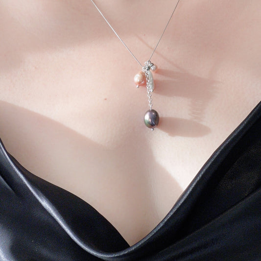 Unique Pearl Pendant Silver Necklace