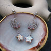 Moonlit Bloom  Violet Star Pearl Earrings