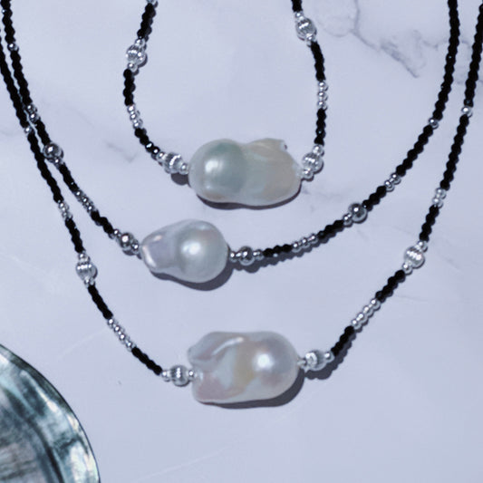 Black Spinel Baroque Pearl Necklace