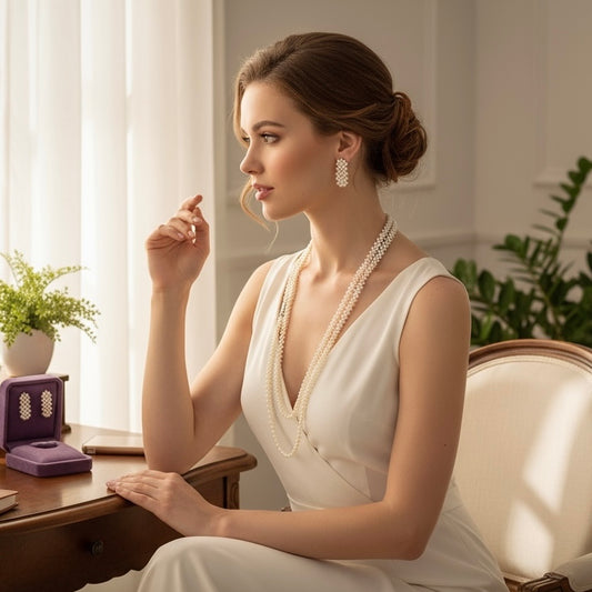 Graceful Pearl Weave Long Necklace