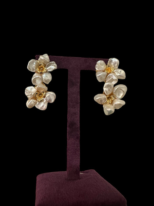 Elizabeth Petal Pearl Earrings