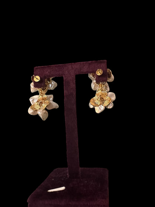 Elizabeth Petal Pearl Earrings