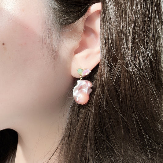 Pink Baroque Pearl Shine Earrings