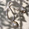 Gold Flecked Baroque Pearl Pendant Necklace