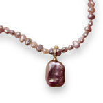 Rectangular Pink Baroque Pearl Necklace