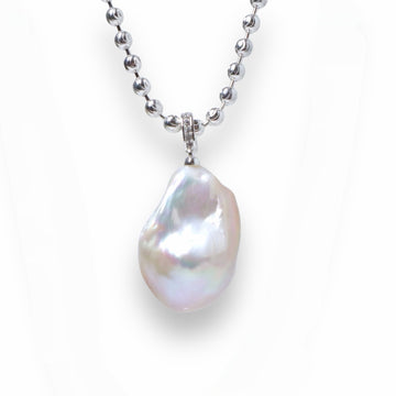 Silver Ball Chain Baroque Pearl Necklace by NINEMOO – product image