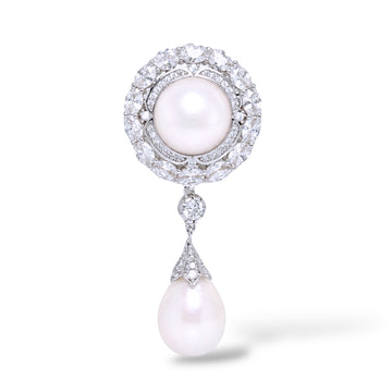 Fleur de Givre Pearl Drop Brooch