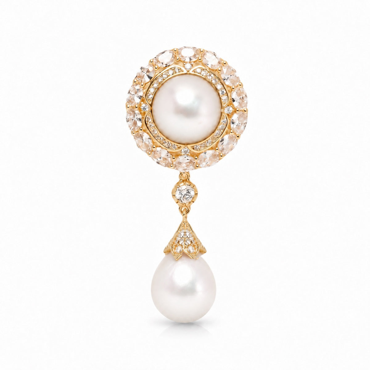 Fleur De Lumière Pearl Drop Brooch by NINEMOO – product image