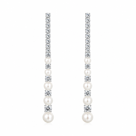 Celeste Pearl Tennis Earrings