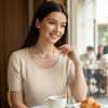 Crystal Bear Pearl Necklace
