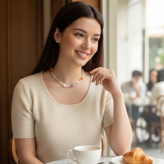 Crystal Bear Pearl Necklace