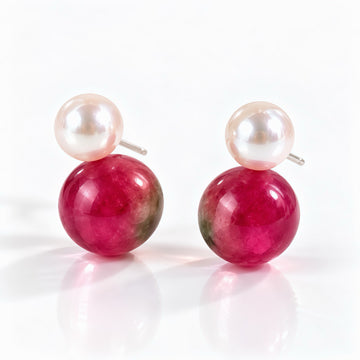 Baie Rose Tourmaline Pearl Earrings
