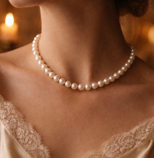 Iris Clasp Pearl Necklace