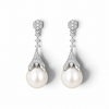 Fleur Pearl Drop Earrings – Silver
