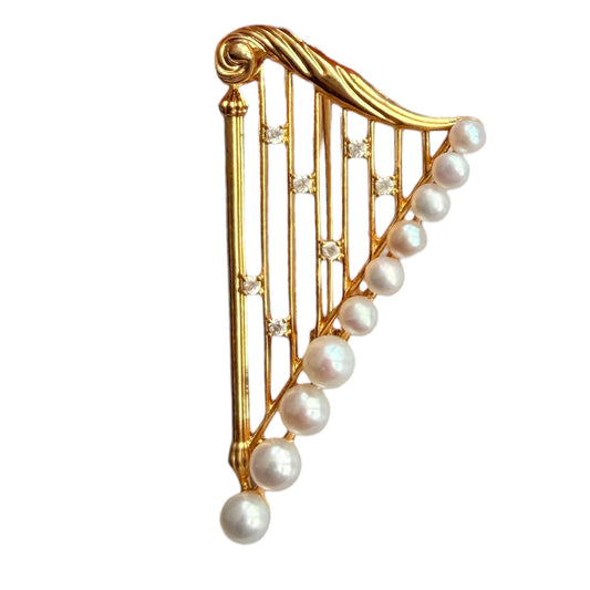 Harp of Lumière Pearl Brooch